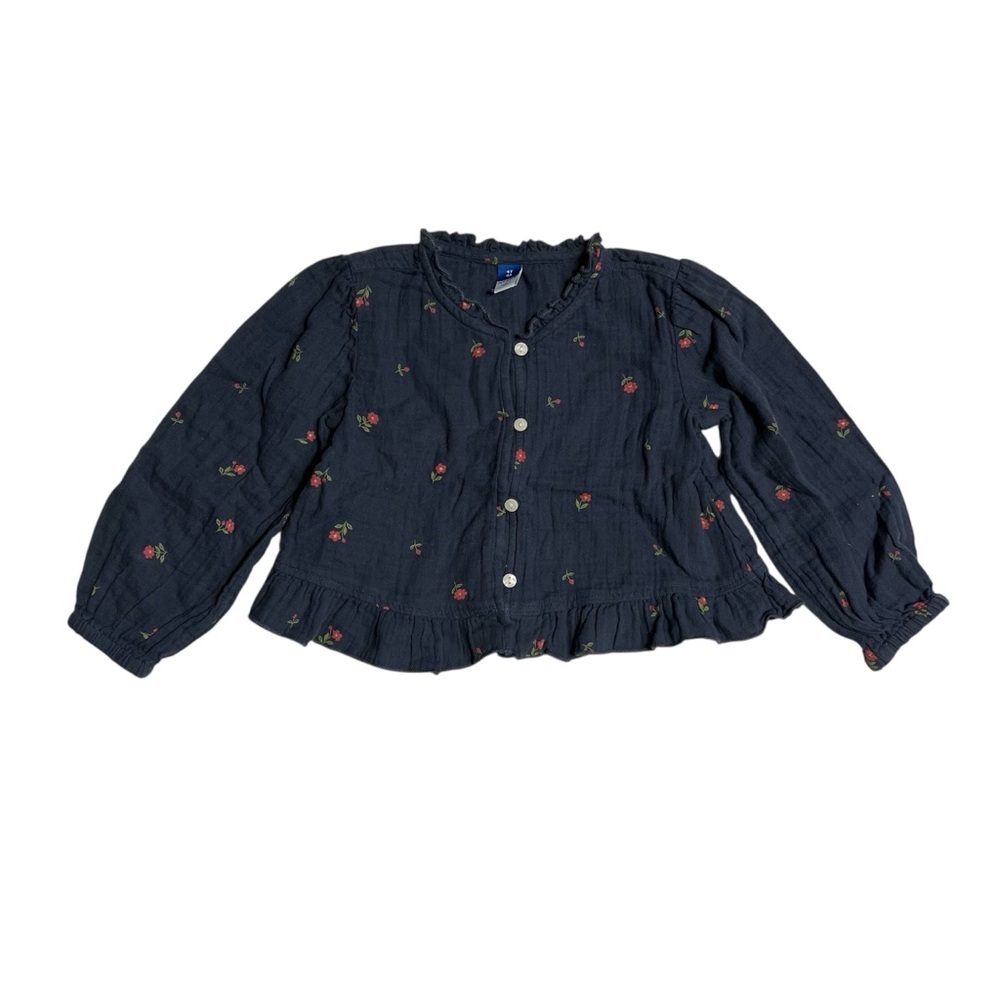 Old Navy Navy Blue Kids Blouse with‎ Floral Print
